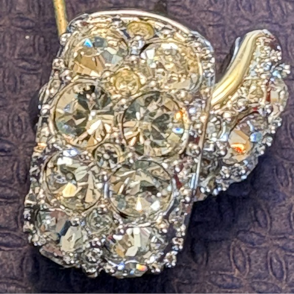 Authentic Stamped Swarovski Pave Clear Crystals Rhodium Plated Huggie Earrings - Picture 8 of 14